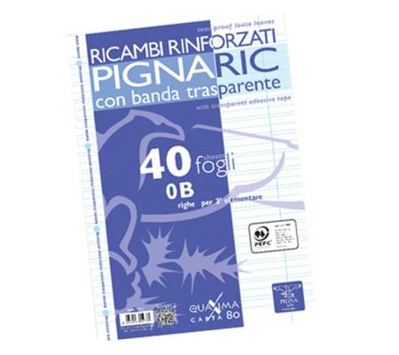 Ricambi forati rinforzati - A4 - rigo di 3a - 40 fogli - 80 gr - Pigna - 02194590B - 8005235059771 - DMwebShop