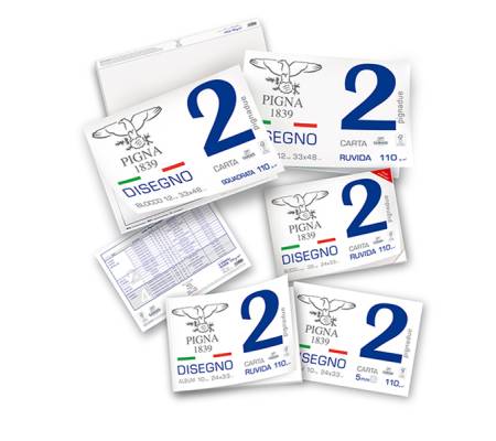 Blocco2 - 330 x 480 mm - collato - 12 fogli - 110 gr - liscio squadrato - 33 x 48 cm - conf. 10 pezzi - Pigna - 0220019SG - 8005235104501 - DMwebShop