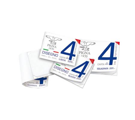 Blocco4 - 330 x 480 mm - 4 angoli - 20 fogli - 200 gr - ruvido - 33 x 48 cm - Pigna - 0220023OR - 8005235104549 - DMwebShop
