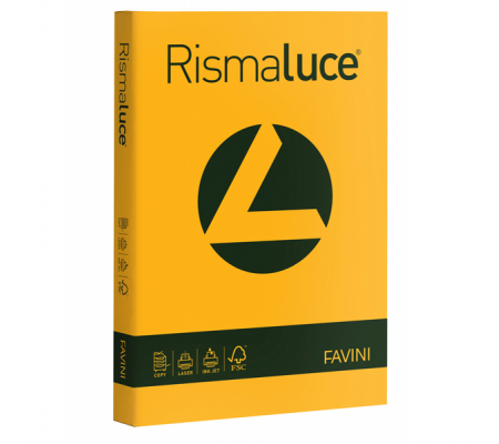 Carta Rismaluce - A4 - 200 gr - giallo oro 52 - conf. 125 fogli - Favini - A67H104 - 8007057616743 - DMwebShop