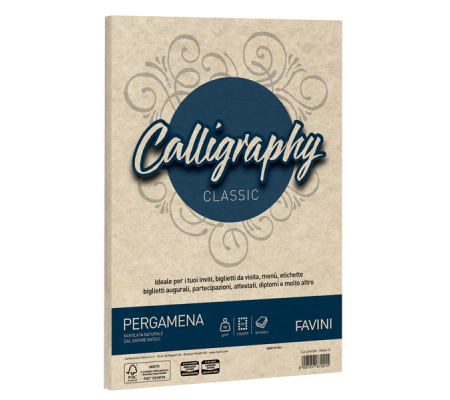 Carta Calligraphy Pergamena - A4 - 90 gr - A4 - sabbia 02 - conf. 50 fogli - Favini - A69U204 - 8007057672015 - DMwebShop