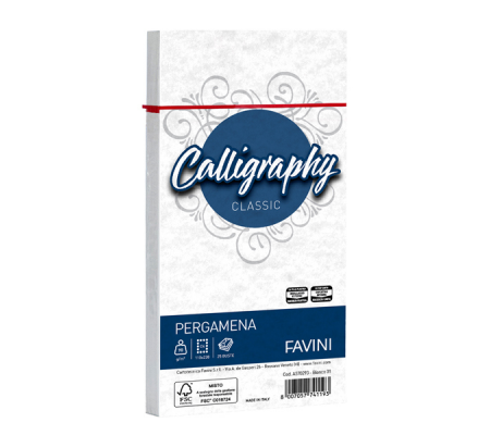 Busta Calligraphy Pergamena - 110 x 220 mm - 90 gr - bianco 01 - conf. 25 pezzi A5 - 70293 - Favini - A570293 - 8007057741193 - DMwebShop