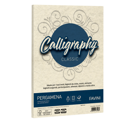 Carta Calligraphy Pergamena - A4 - 90 gr - naturale 06 - conf. 50 fogli - Favini - A69Q204 - 8007057672084 - DMwebShop