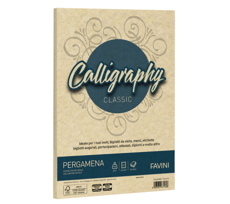 Carta Calligraphy Pergamena - A4 - 190 gr - crema 05 - conf. 50 fogli - Favini - A692084 - 8007057671698 - DMwebShop