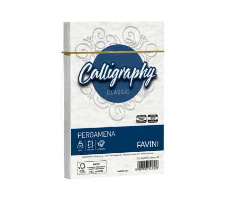 Busta Calligraphy Pergamena - 120 x 180 mm - 90 gr - bianco 01 - conf. 25 pezzi - Favini - A570297 - 8007057741308 - DMwebShop