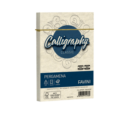 Busta Calligraphy Pergamena - 120 x 180 mm - 90 gr - naturale 06 - conf. 25 pezzi - Favini - A57Q207 - 8007057741360 - DMwebShop