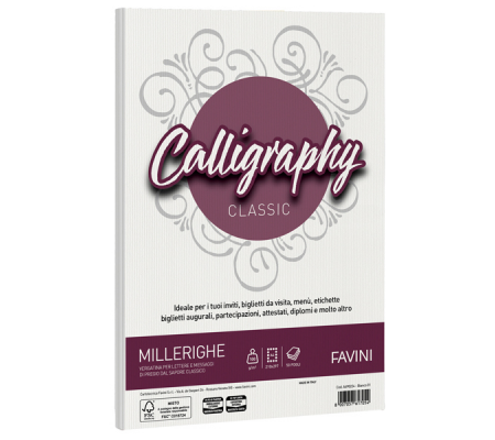 Carta Calligraphy Millerighe - A4 - 100 gr - bianco 01 - conf. 50 fogli - Favini - A690224 - 8007057617054 - DMwebShop