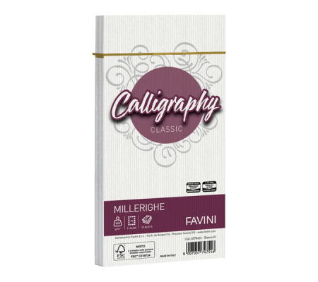 Busta Calligraphy Millerighe - 110 x 220 mm - 100 gr - bianco 01 - conf. 25 pezzi - Favini - A570424 - 8007057747546 - DMwebShop