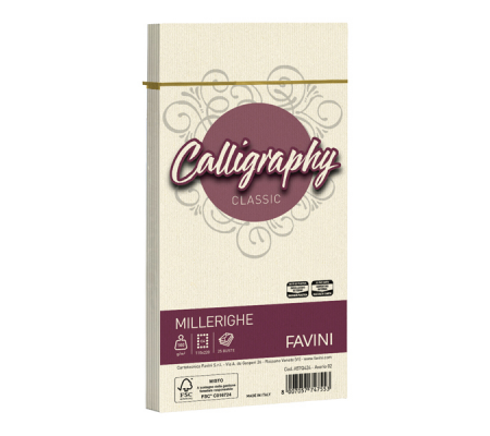 Busta Calligraphy Millerighe - 110 x 220 mm - 100 gr - avorio 02 - conf. 25 pezzi - Favini - A57Q424 - 8007057747553 - DMwebShop