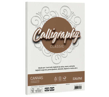Carta Calligraphy Canvas - A4 - 200 gr - bianco 01 - conf. 50 fogli - Favini - A690314 - 8007057617030 - DMwebShop