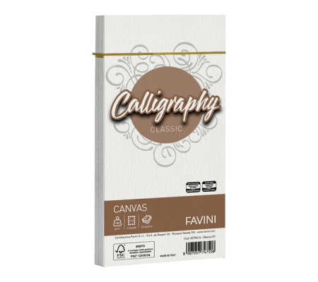 Busta Calligraphy Canvas - 110 x 220 mm - 100 gr - bianco 01 - conf. 25 pezzi - Favini - A570414 - 8007057747508 - DMwebShop