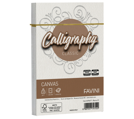 Busta Calligraphy Canvas - 120 x 180 mm - 100 gr - bianco 01 - conf. 25 pezzi - Favini - A570417 - 8007057747522 - DMwebShop