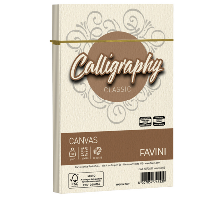 Busta Calligraphy Canvas - 120 x 180 mm - 100 gr - avorio 02 - conf. 25 pezzi - Favini - A57Q417 - 8007057747539 - DMwebShop