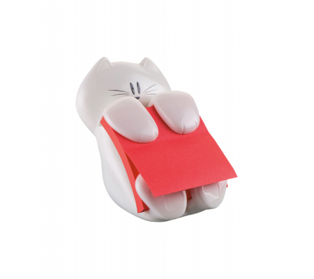 Dispenser gatto bianco + ricarica Post it Super Sticky Z Notes - rosso rubino - 76 x 76 mm - 90 fogli - Post-it - 76045 - 7000090057 - 4891203052615 - DMwebShop