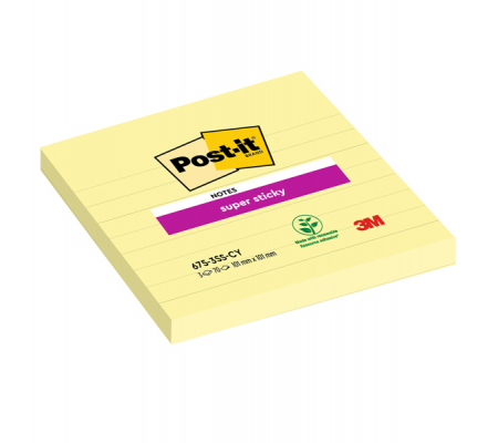 Blocco foglietti Super Sticky - giallo Canary - 101 x 101 mm - a righe - 70 fogli - Post-it - 5074 - 7100234641 - 051141998817 - DMwebShop