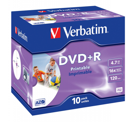 Scatola 10 DVD+R Jewel Case - stampabile - 4,7 Gb - Verbatim - 43508 - 023942435082 - DMwebShop
