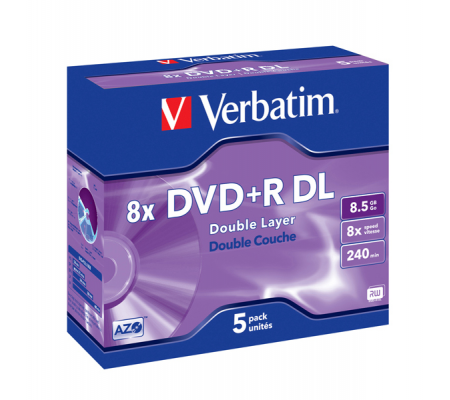 Scatola 5 DVD+R Dual Layer - serigrafato Jewel Case - 8,5 Gb - Verbatim - 43541 - 023942435419 - DMwebShop