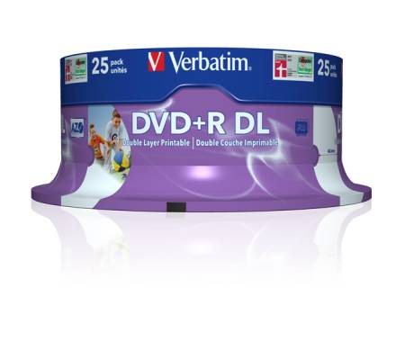 Scatola 25 DVD+R Dual Layer - serigrafato Spindle - 8,5 Gb - Verbatim - 43667 - 23942436676 - DMwebShop