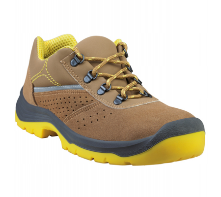Calzatura di sicurezza Rimini 4 S1P SRC - pelle scamosciata perforata - numero 47 - beige-giallo - Deltaplus - RIMI4SPBE47 - 3295249243791 - DMwebShop