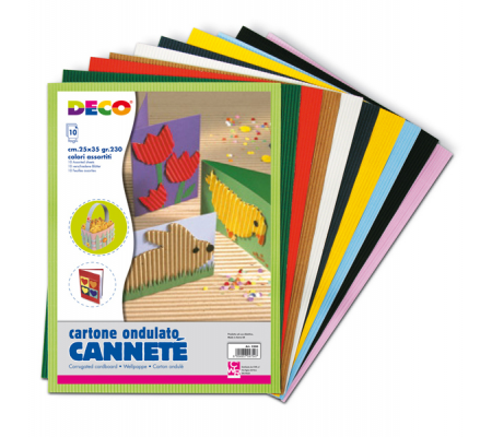 Cartoncino ondulato Cannete' - 25 x 35 cm - colori assortiti - conf. 10 fogli - Deco - 2200 - 8004957026412 - DMwebShop