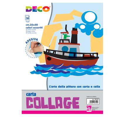 Album collage - 35 x 50 cm - 20 fogli carta rasata adesiva colori assortiti - conf. 5 pezzi - Deco - 700/20 - 8004957007978 - DMwebShop