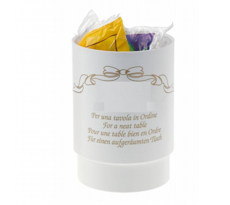 Barattolo portarifiuti da tavola - in plastica - Ø 11 x 14 cm (H) - bianco - Leone - t5007n - DMwebShop