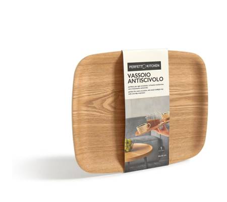Vassoio antiscivolo - in legno frassino - 36 x 28 cm - Perfetto - 29018 - 8052474290182 - DMwebShop