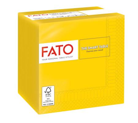 Tovagliolo - carta - 24 x 24 cm - 2 veli - giallo - conf. 100 pezzi - Fato - 82221003 - 8000664523046 - DMwebShop