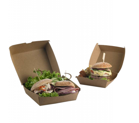 Scatole per hamburger Street Food in carta kraft - 16 x 16 x 9 cm - conf. 50 pezzi - Leone - H0708 - 8024112005595 - DMwebShop