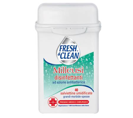 Salviette disinfettanti antibatteriche milleusi - barattolo da 40 pezzi - FresheClean - 06-0243 - 80770251 - DMwebShop