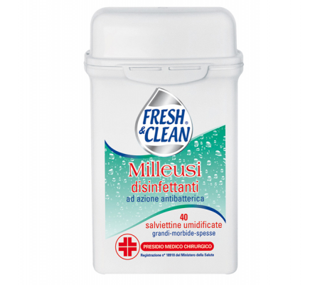 Salviette disinfettanti antibatteriche milleusi - barattolo da 40 pezzi - FresheClean - 06-0243 - 08002340808560 - DMwebShop