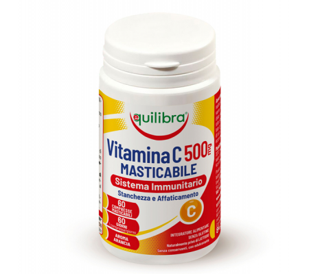 Integratore masticabile Vitamina C 500MG - sistema immunitario - 60 compresse (1,4 gr cad.) - Equilibra - VIC500 - 8000137004317 - DMwebShop