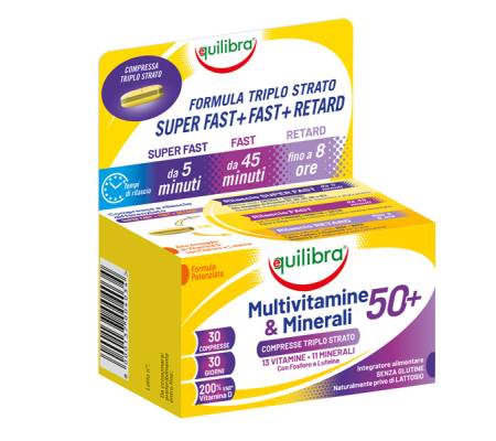 Integratore Multivitamine e Minerali 50 + - 30 compresse triplostrato (1,4 gr cad.) - Equilibra - VIS - 8000137004034 - DMwebShop