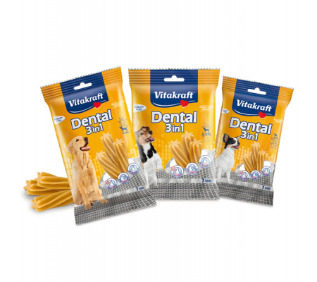 Snack Dental 3 in 1 - misura XS (per cani con peso minore a 5 kg) - 70 gr - conf. 7 pezzi - Vitakraft - 30914 - DMwebShop
