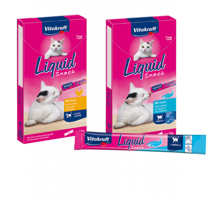 Snack cat Liquid-Snack per gatti - con Omega3 - gusto salmone - 90 gr - Vitakraft  - 16423 - DMwebShop