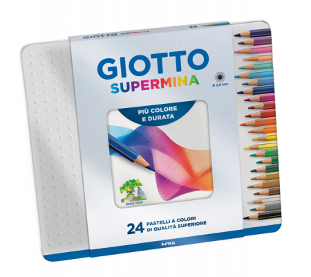 Pastello Supermina - mina 3,8 mm - colori assortiti - astuccio in metallo 24 pezzi - Giotto - 23680000 - 8000825236808 - DMwebShop