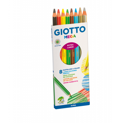 Pastelli colorati Mega - Ø mina 5,5 mm - colori assortiti - astuccio 8 pezzi - Giotto - 225400 - 8000825225413 - DMwebShop