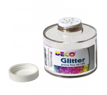 Barattolo Glitter - grana fine - 150 ml - bianco-iride - Deco - 130/100/8 - 8004957071481 - DMwebShop