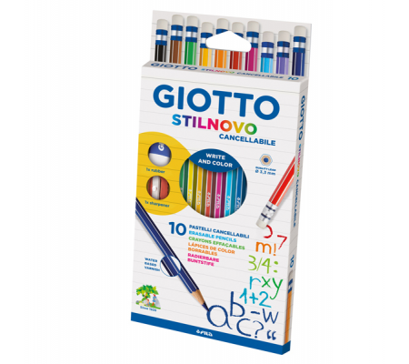 Pastelli colorati Stilnovo - Ø mina 3,3 mm - cancellabile con gomma - colori assortiti - astuccio 10 pezzi - Giotto - 256800 - 8000825256776 - DMwebShop
