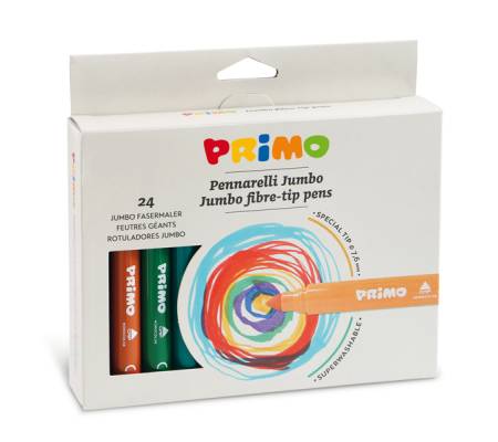 Pennarelli Jumbo - punta Ø 7,6 mm - colori assortiti - astuccio 24 pezzi - Primo - 604JUMBO24 - 8006919006043 - DMwebShop