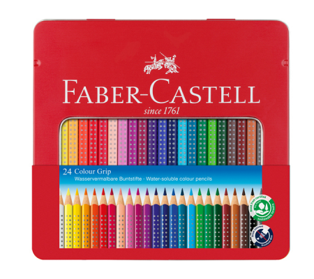 Matite colorate Colour Grip - acquerellabili - astuccio in metallo 24 pezzi - Faber Castell - 112423 - 4005401124238 - DMwebShop