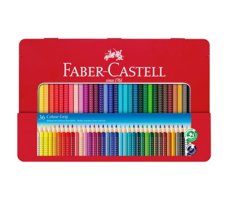 Matite colorate Colour Grip - acquerellabili - astuccio in metallo 36 pezzi - Faber Castell - 112435 - 4005401124351 - DMwebShop