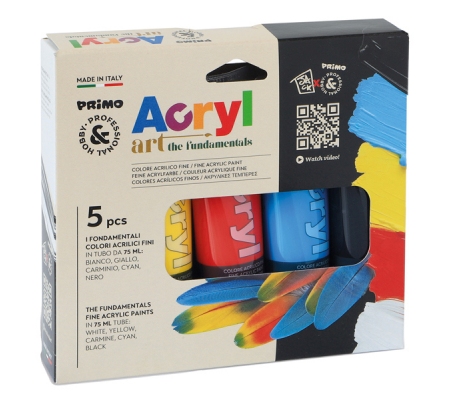 Colori Acryl - 75ml - colori assortiti - astuccio 5 colori - Primo - 421TATM5 - 8006919004216 - DMwebShop