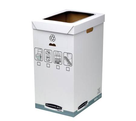 Cestino per riciclo System - 30 x 60 x 50 cm - 90 lt - bianco - conf. 5 pezzi - Bankers Box - 0193201 - 43859561025 - DMwebShop