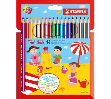 Pastelli Trio Thick - Ø mina 4,2 mm - con temperino - colori assortiti - conf. 18 pezzi - Stabilo - 203/2-18 - 3168070203183 - DMwebShop