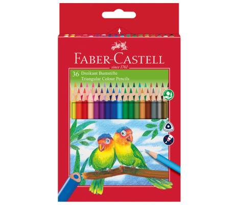 Matite colorate Eco triangolari - Ø mina 3 mm - con temperino - colori assortiti - astuccio 36 pezzi - Faber Castell - 120536 - 7891360556381 - DMwebShop