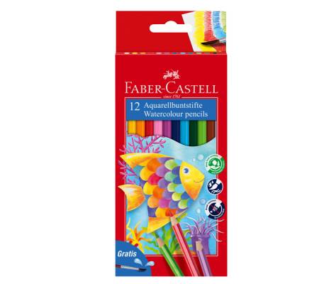 Pastelli acquerellabili diametro mina 3,3 mm colori assortiti astuccio 12 pezzi Faber Castell 114413 - 11001