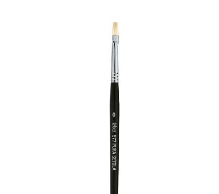 Pennello punta piatta serie 577 - punta a spatola in pura setola - n. 0 - conf. 12 pezzi - Lebez - 577/0B - 8007509057704 - DMwebShop