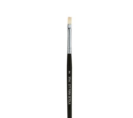 Pennello punta piatta serie 577 - punta a spatola in pura setola - n. 2 - conf. 12 pezzi - Lebez - 577/2 - 40483A - DMwebShop