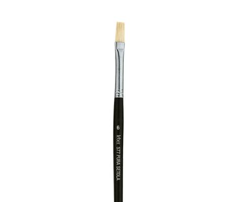 Pennello punta piatta serie 577 - punta a spatola in pura setola - n. 6 - conf. 12 pezzi - Lebez - 577/6B - 8007509057766 - DMwebShop